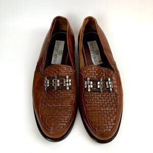Vittorio Virgili Men’s Brown Braided Woven Leather Loafers Sz 8.5 US